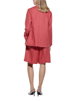 SISLEY High Rise Pure Linen Bermuda Shorts - view 2, Red