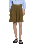 SISLEY High Rise Pure Linen Bermuda Shorts, Khaki