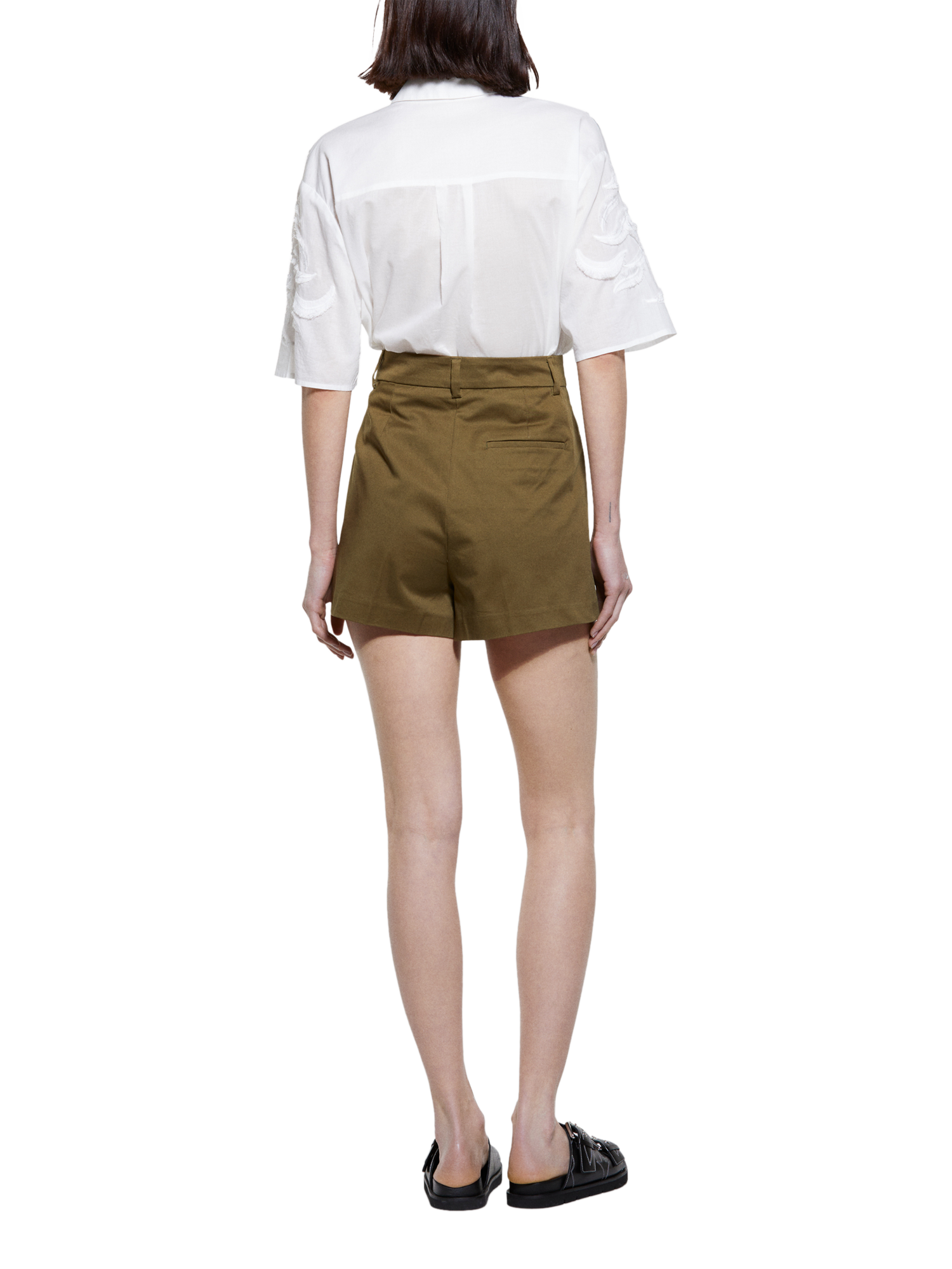 Product image 2 of 5, which shows SISLEY High Waist Slim Fit Shorts, Green, 8