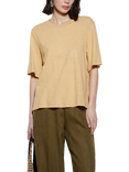 SISLEY Boxy Fit Linen Blend T-Shirt, Beige