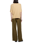 SISLEY Boxy Fit Linen Blend T-Shirt, Beige