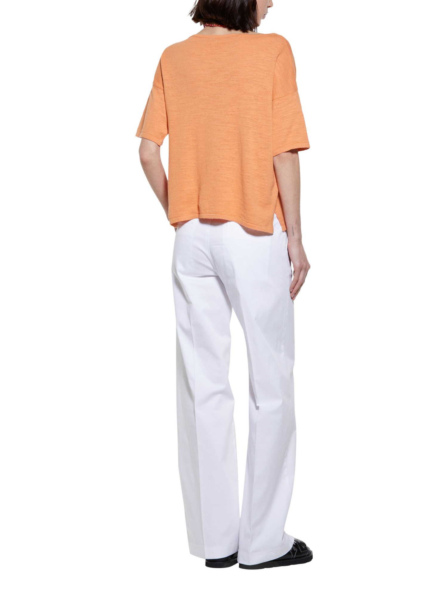 Product image 2 of 4, which shows SISLEY Oversized Wide Neck T-Shirt, Orange, S