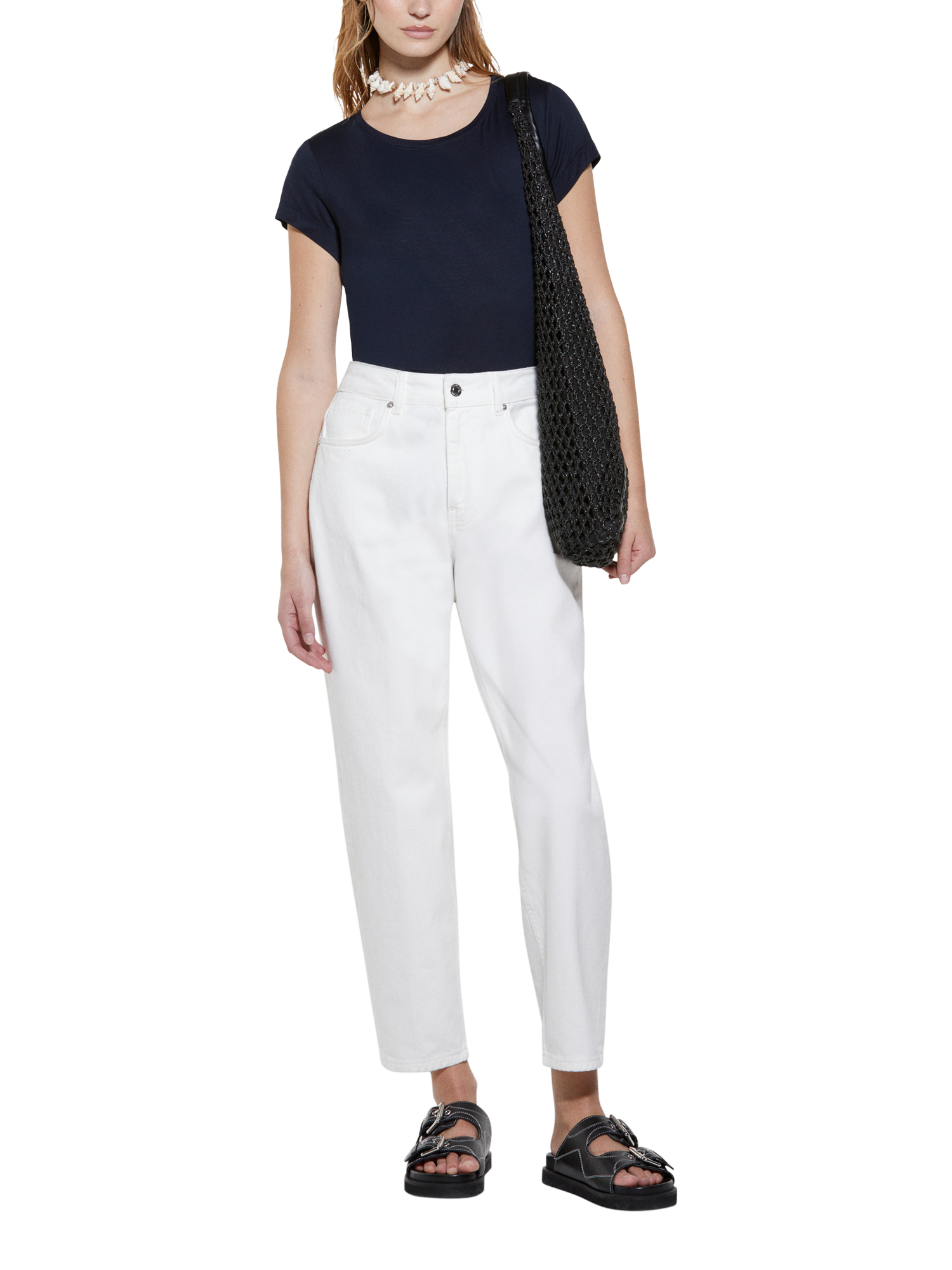 Product image 3 of 4, which shows SISLEY Scoop Neck T-Shirt, Navy, XS