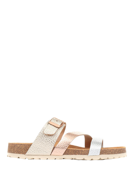 Jones Bootmaker Tabatha Metallic Leather Sandals, Silver