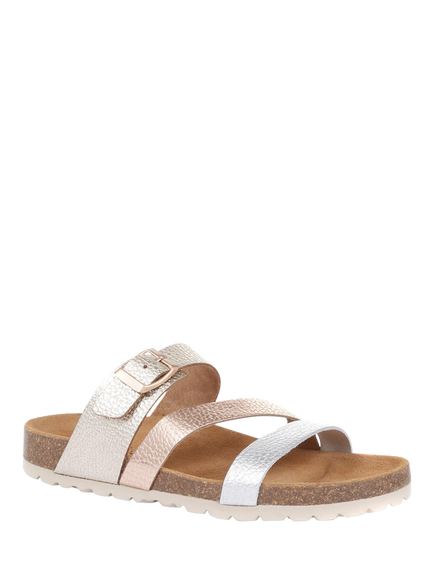 Jones Bootmaker Tabatha Metallic Leather Sandals - view 2, Silver