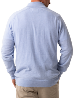 KOY Wool & Cashmere Blend Quarter Zip Jumper - view 2, Light Blue