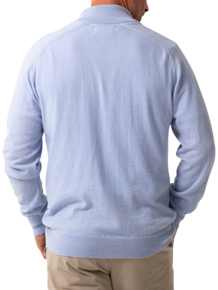 KOY Wool & Cashmere Blend Quarter Zip Jumper - view 2, Light Blue
