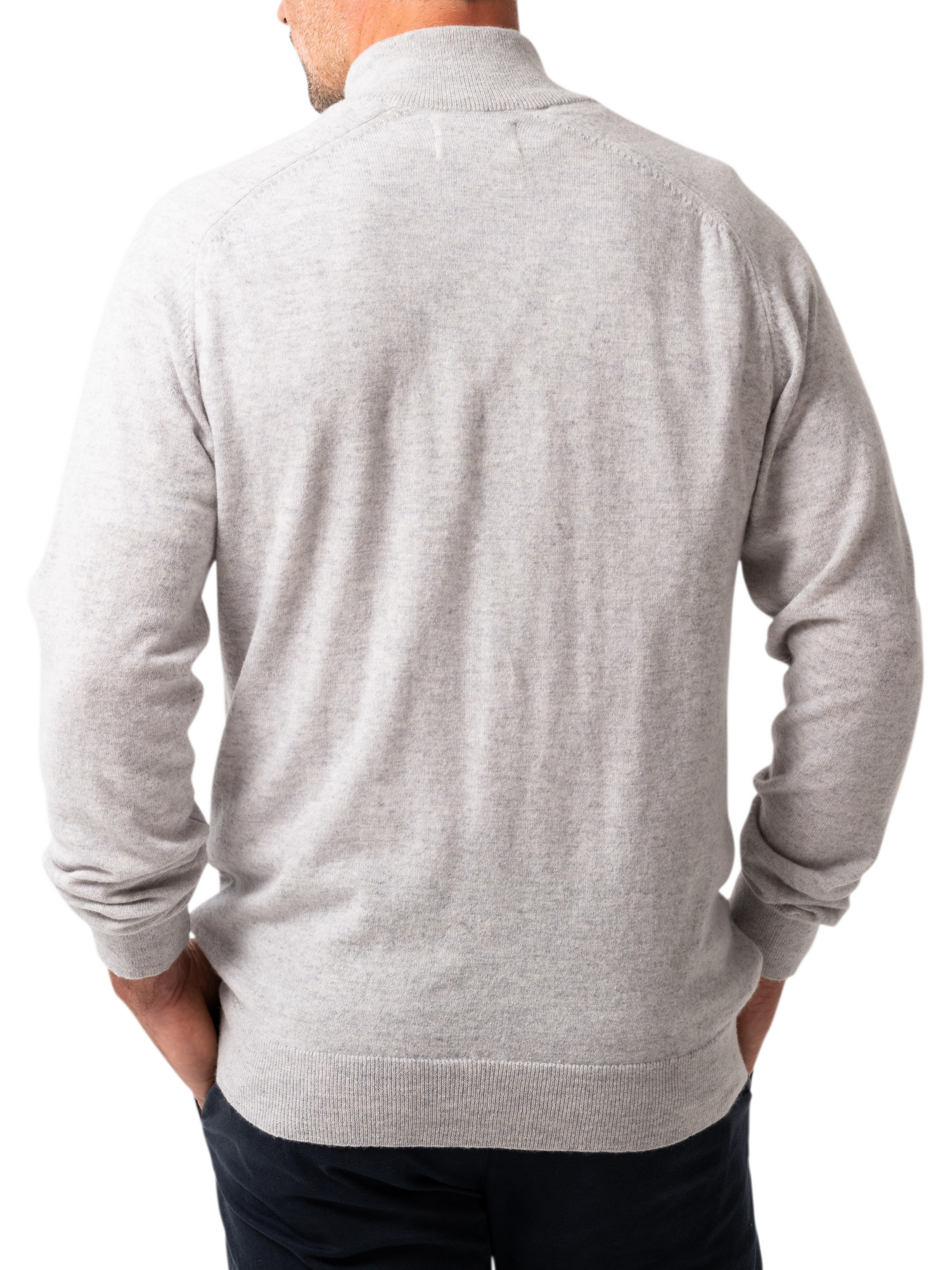 Product image 2 of 7, which shows KOY Wool & Cashmere Blend Quarter Zip Jumper, Grey Light, S