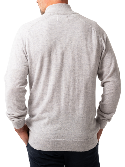 KOY Wool & Cashmere Blend Quarter Zip Jumper - view 2, Grey Light