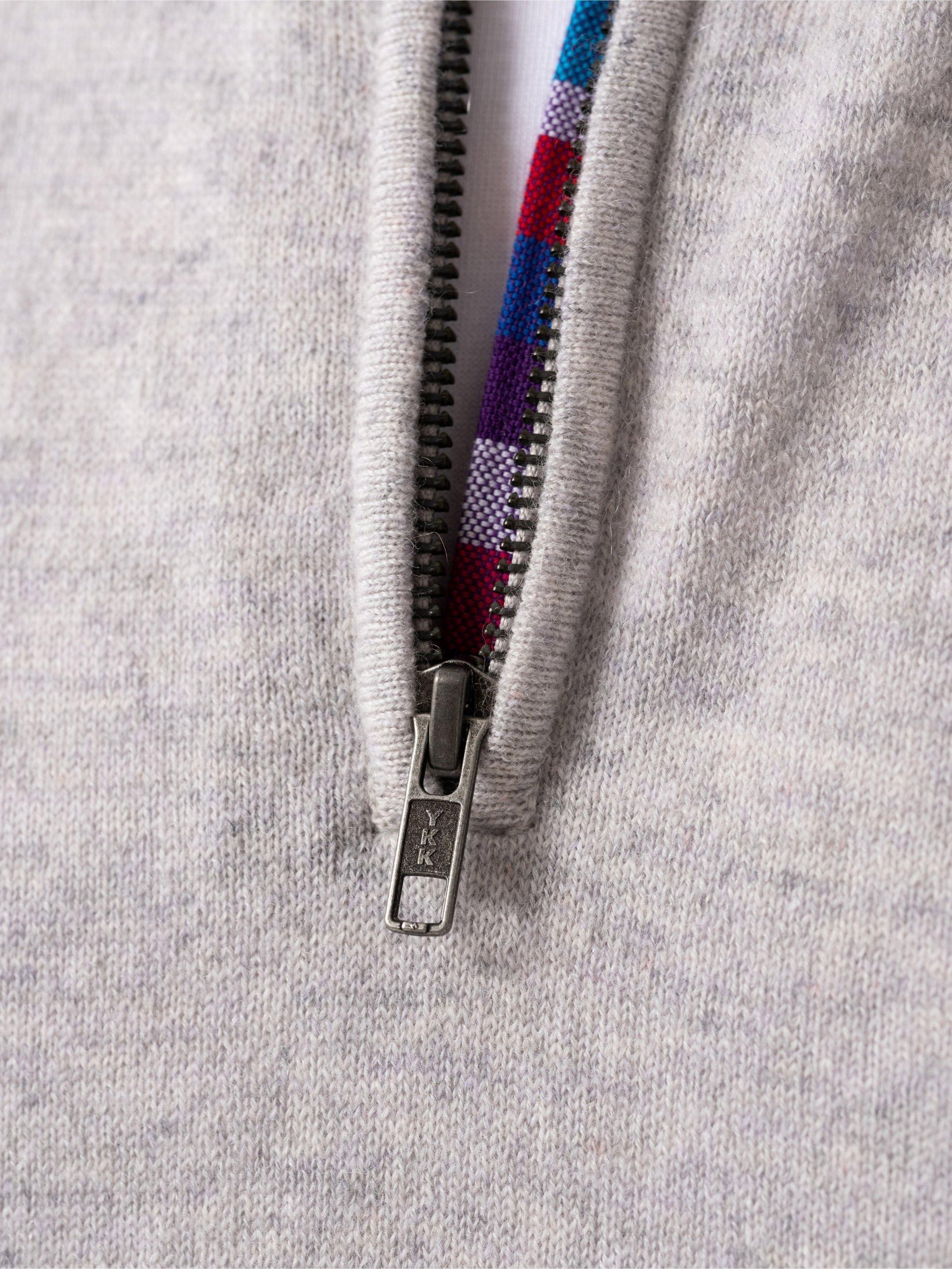 Product image 6 of 7, which shows KOY Wool & Cashmere Blend Quarter Zip Jumper, Grey Light, S