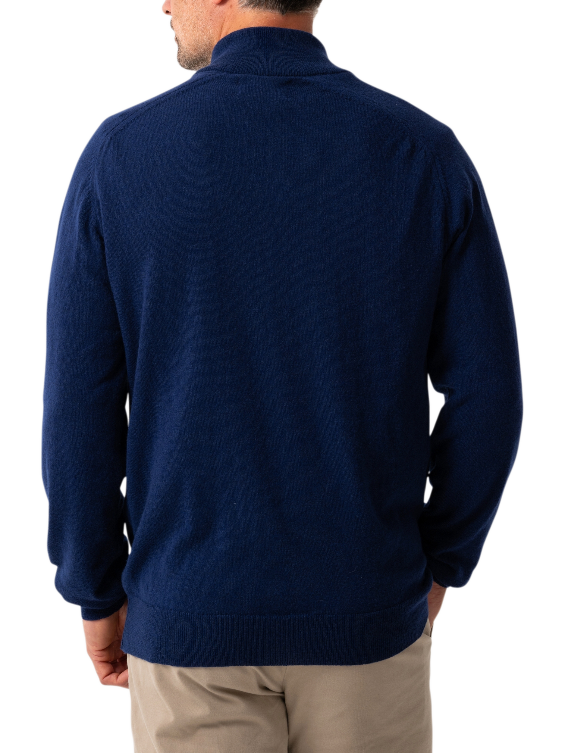 Product image 2 of 7, which shows KOY Wool & Cashmere Blend Quarter Zip Jumper, Blue Navy, S