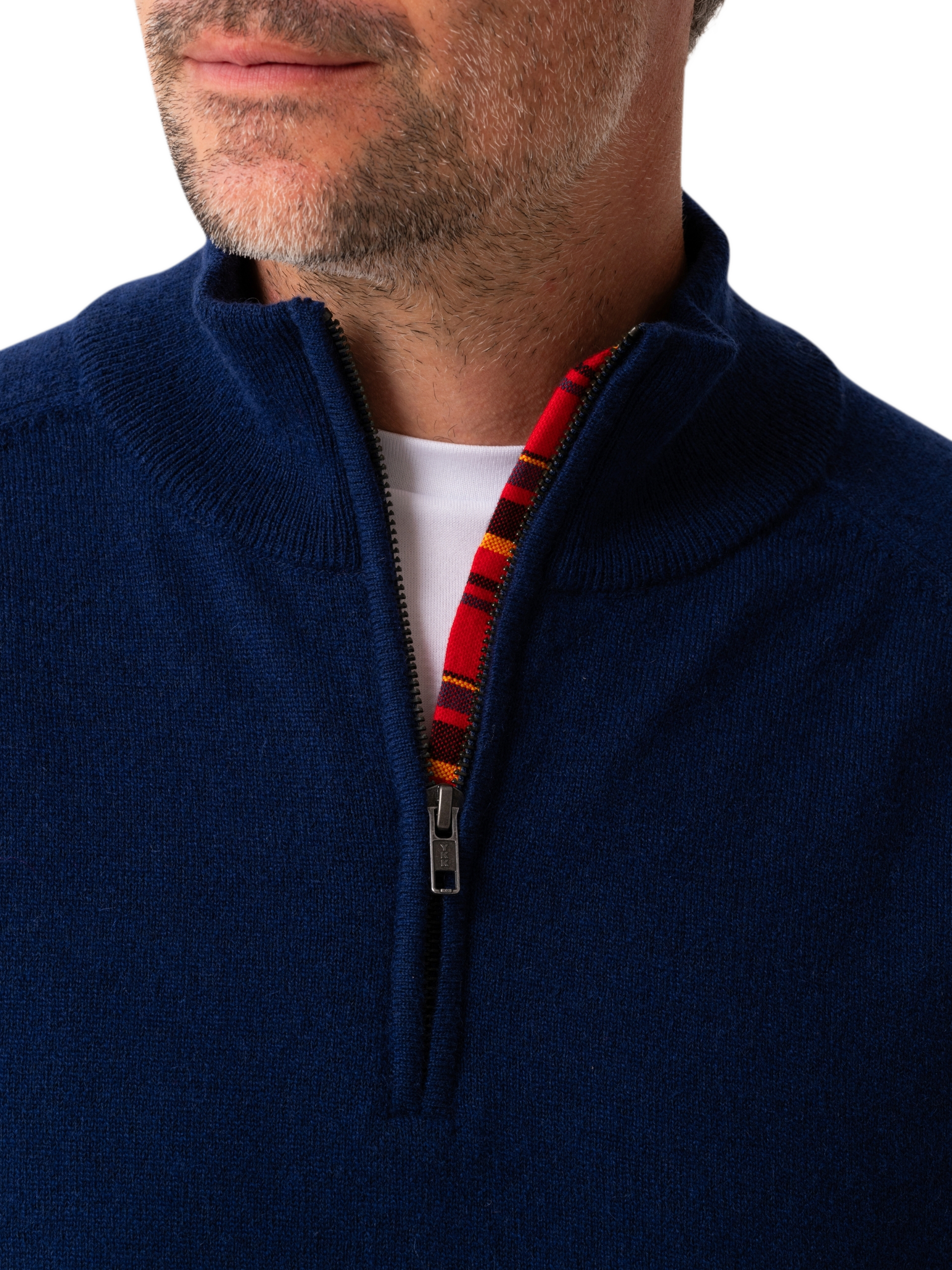 Product image 4 of 7, which shows KOY Wool & Cashmere Blend Quarter Zip Jumper, Blue Navy, S