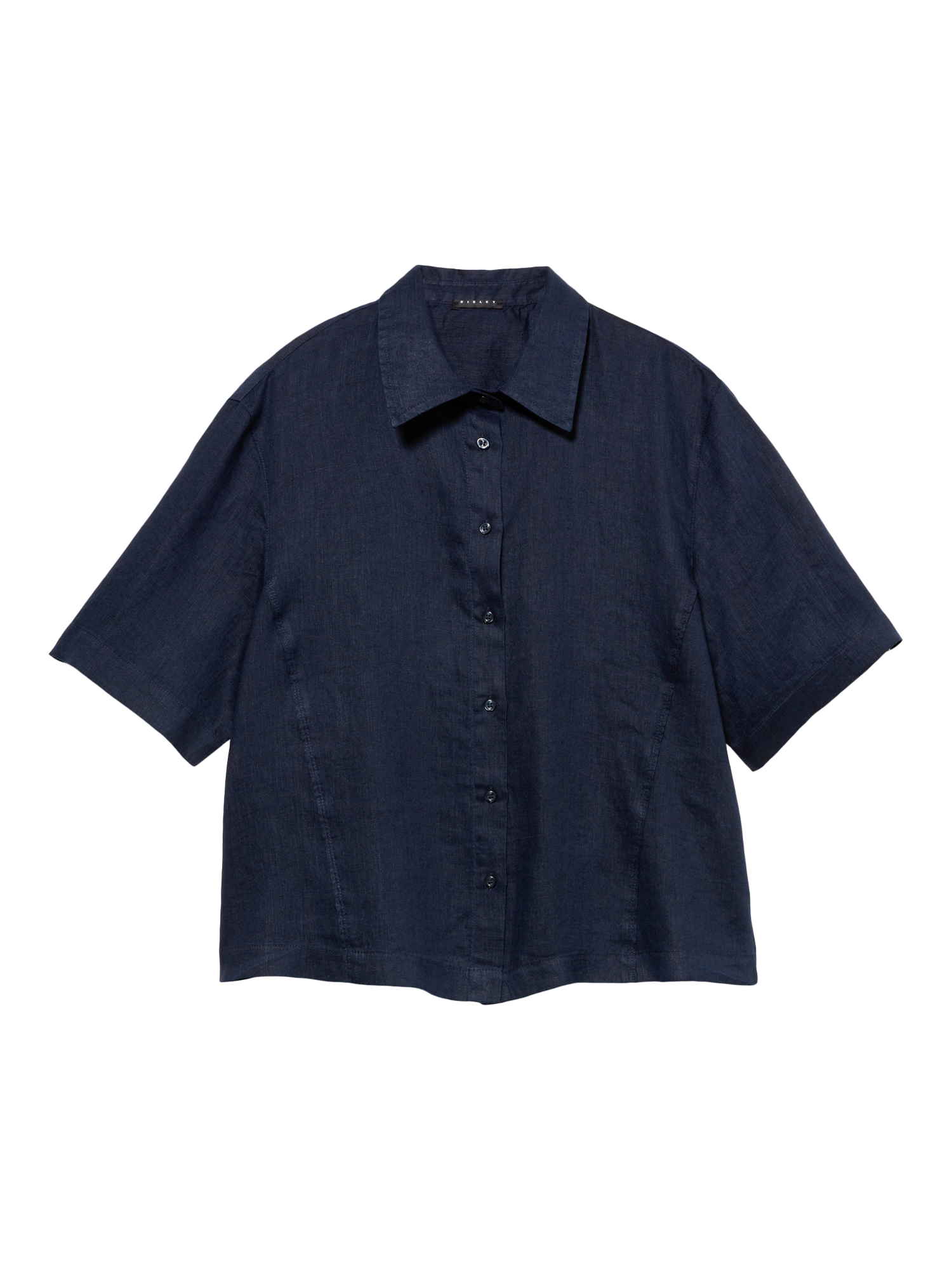 Product image 5 of 5, which shows SISLEY Short Sleeve Pure Linen Shirt, Navy, XS