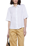 SISLEY Short Sleeve Pure Linen Shirt, White