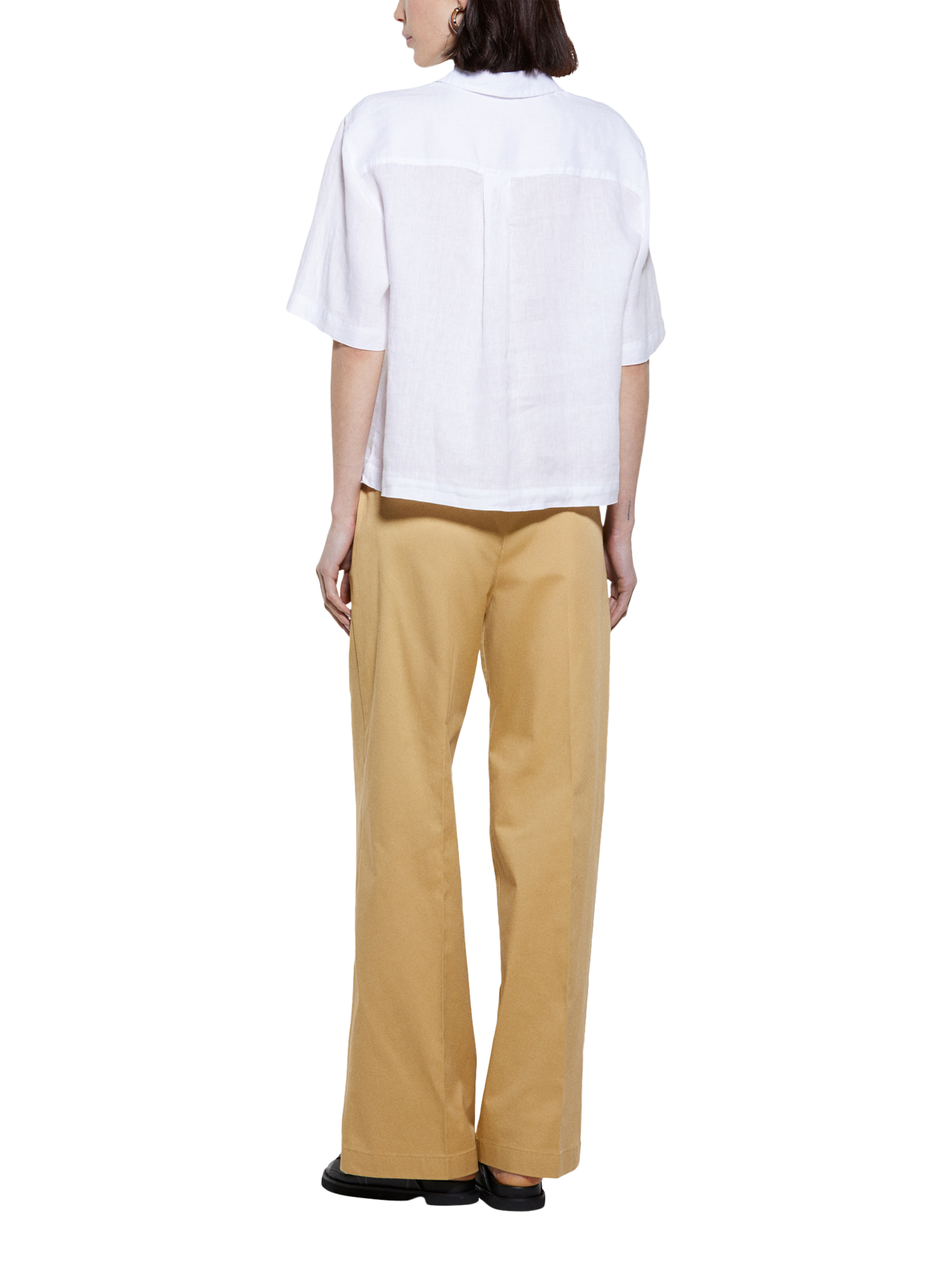Product image 2 of 5, which shows SISLEY Short Sleeve Pure Linen Shirt, White, XS