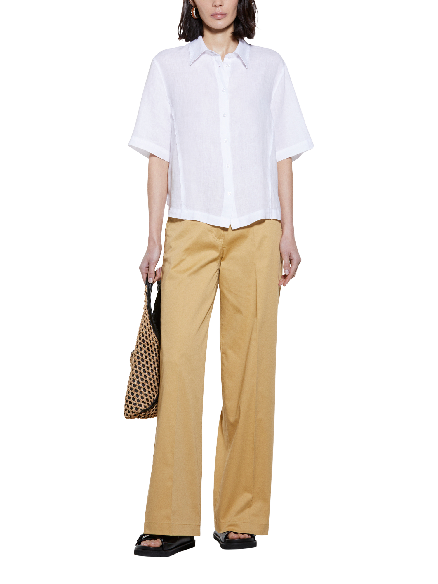 Product image 3 of 5, which shows SISLEY Short Sleeve Pure Linen Shirt, White, XS