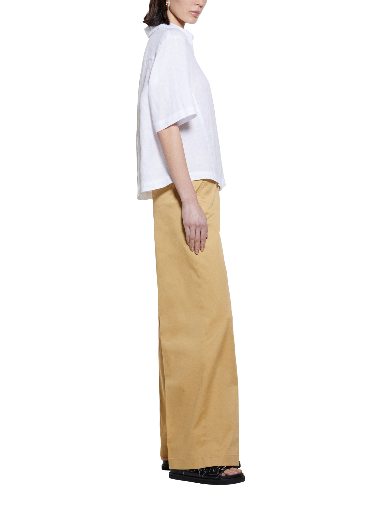 Product image 4 of 5, which shows SISLEY Short Sleeve Pure Linen Shirt, White, XS