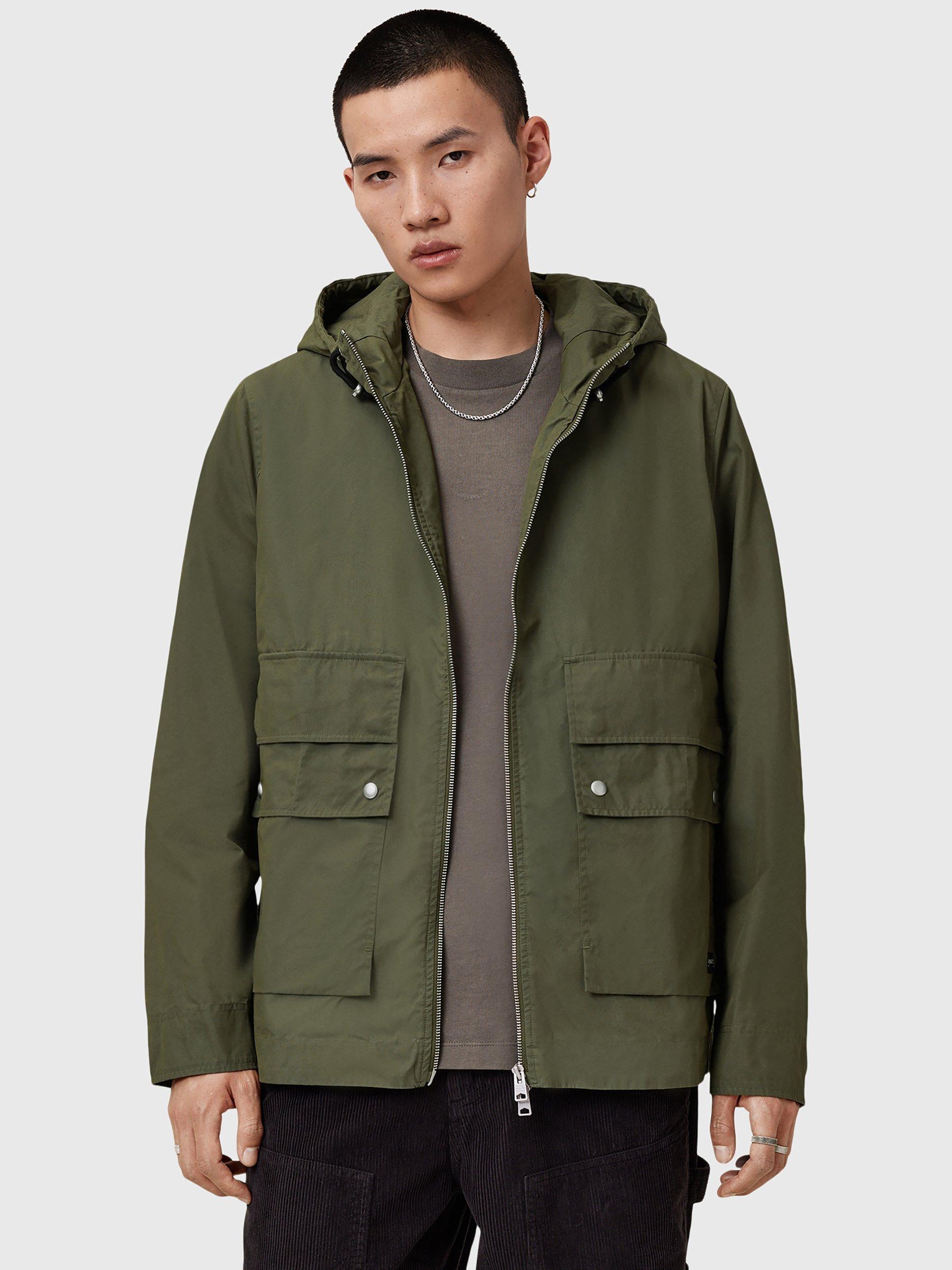 Product image 1 of 8, which shows AllSaints Otis Cotton Blend Jacket, Green Khaki, L