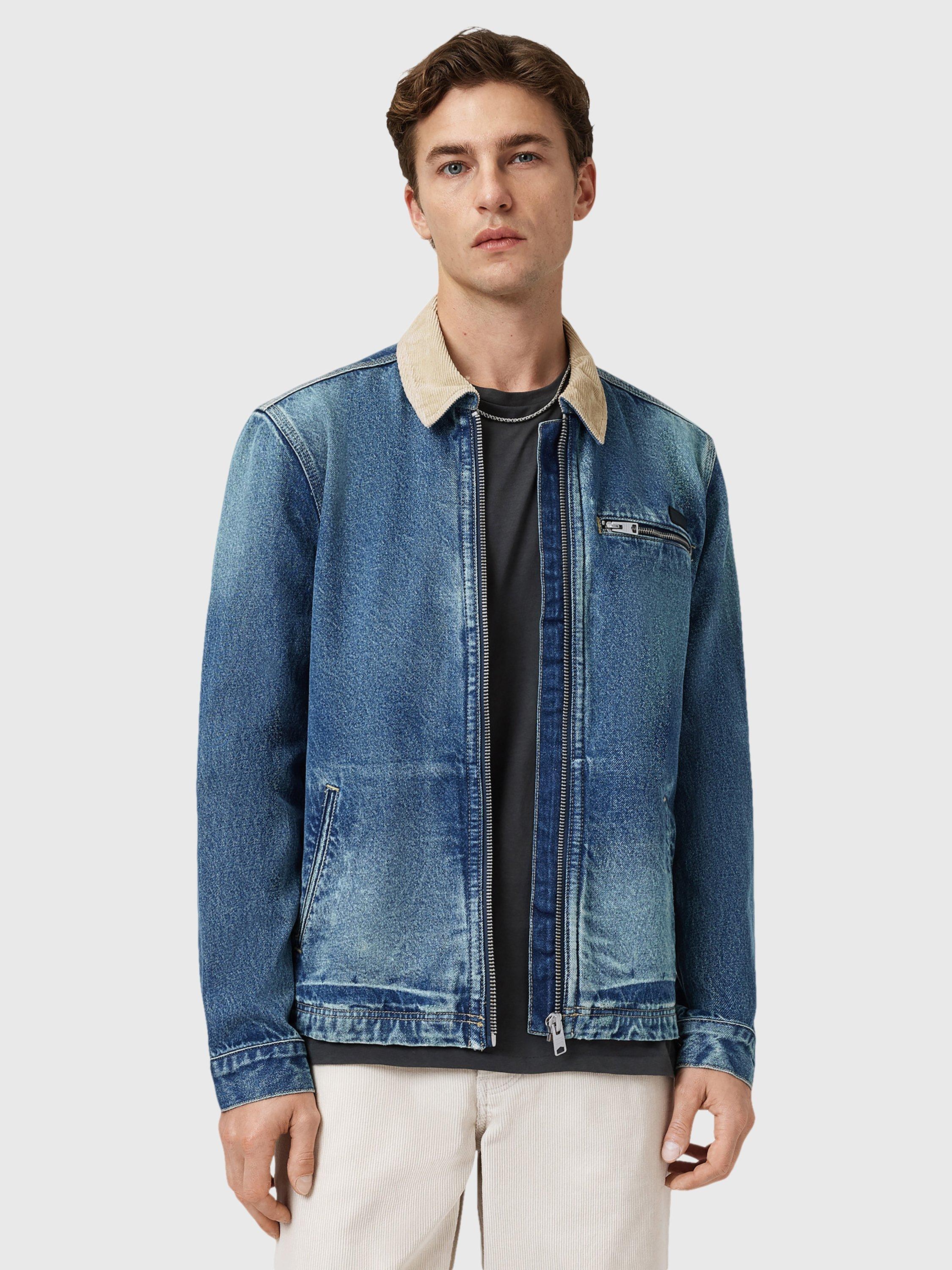 Product image 1 of 8, which shows AllSaints Rothwell Denim Jacket, Blue Indigo, XS