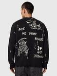 AllSaints Caledon Cardigan, Black/Chalk White