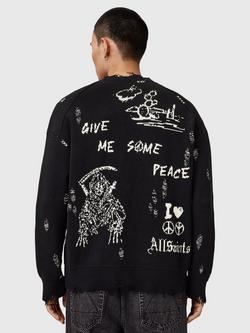 AllSaints Caledon Cardigan, Black/Chalk White - view 2, Black/Chalk White