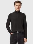 AllSaints Kilburn Zip Funnel Neck Ramskull Jumper, Espresso Brown