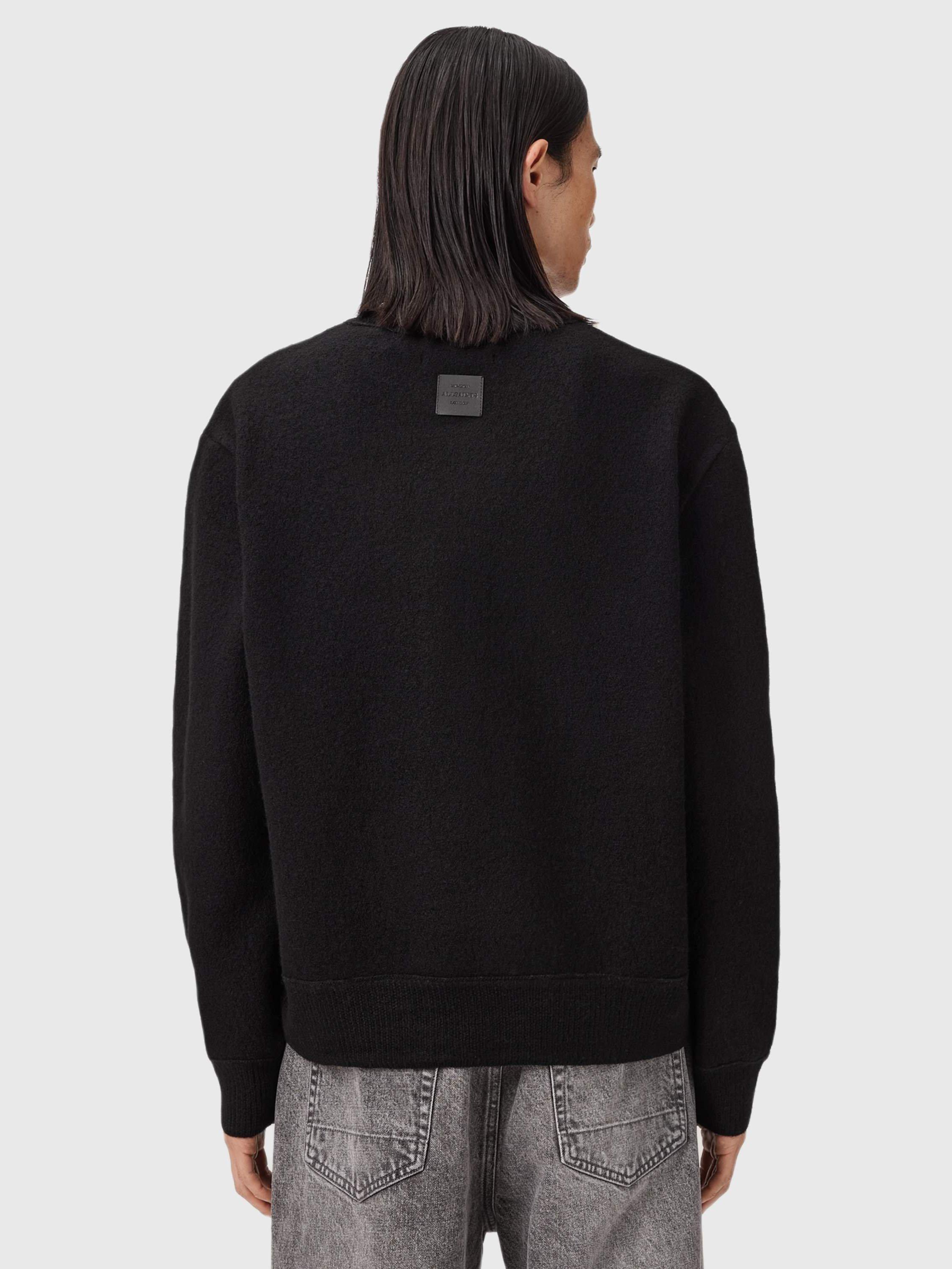 Product image 2 of 8, which shows AllSaints Marko Oversized Merino Wool Jumper, Black, XS
