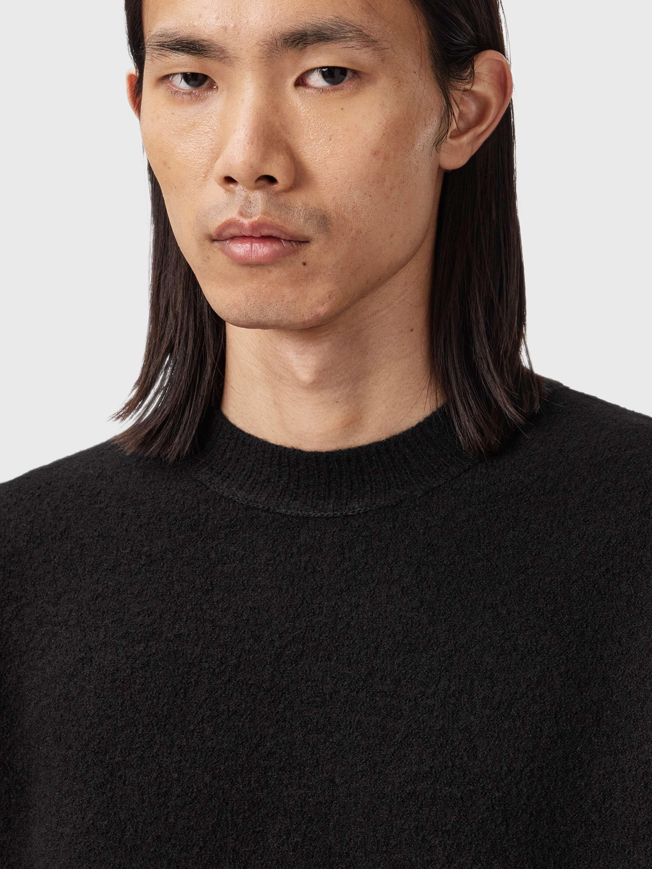 Product image 5 of 8, which shows AllSaints Marko Oversized Merino Wool Jumper, Black, XS
