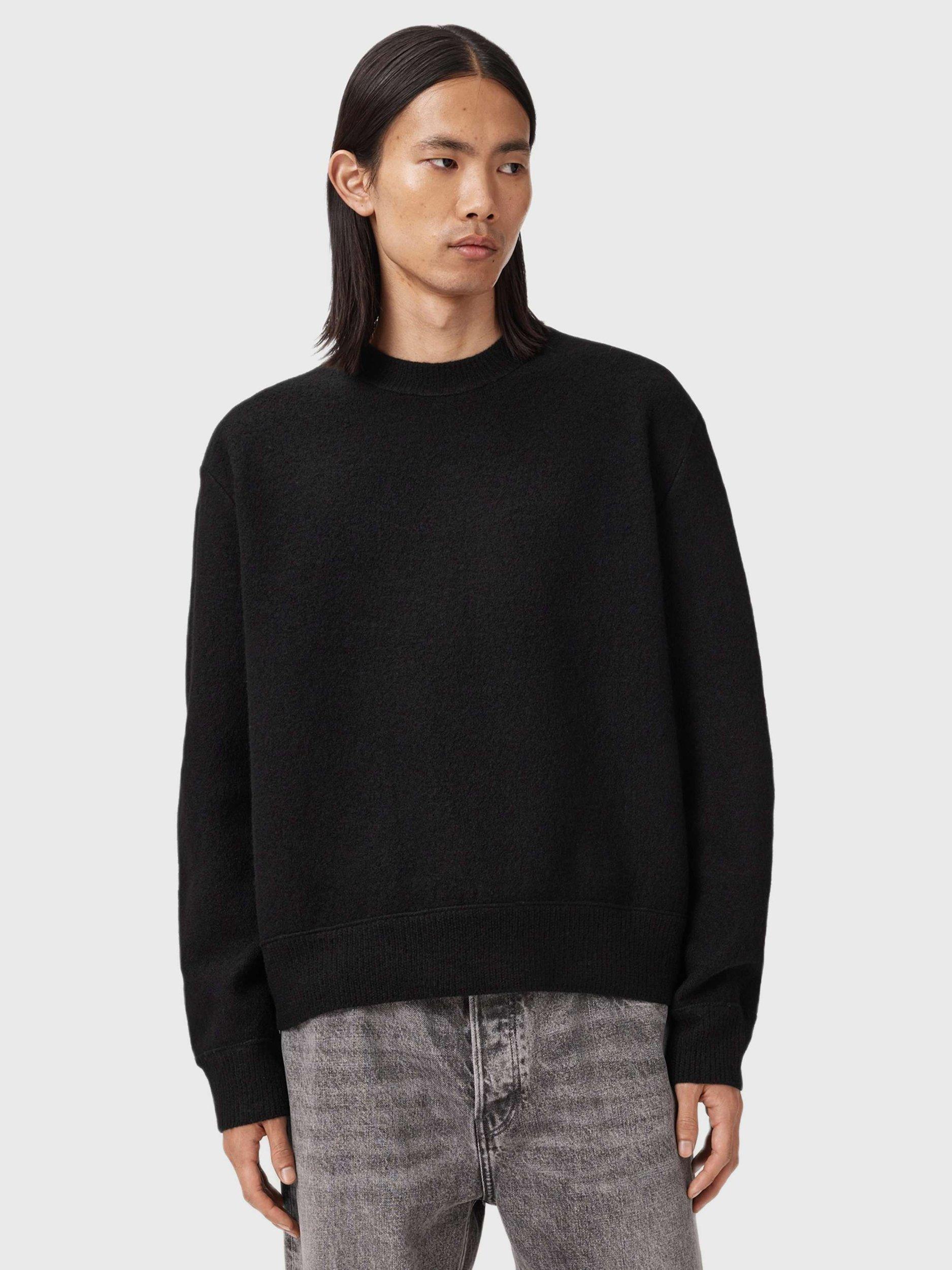 Product image 7 of 8, which shows AllSaints Marko Oversized Merino Wool Jumper, Black, XS
