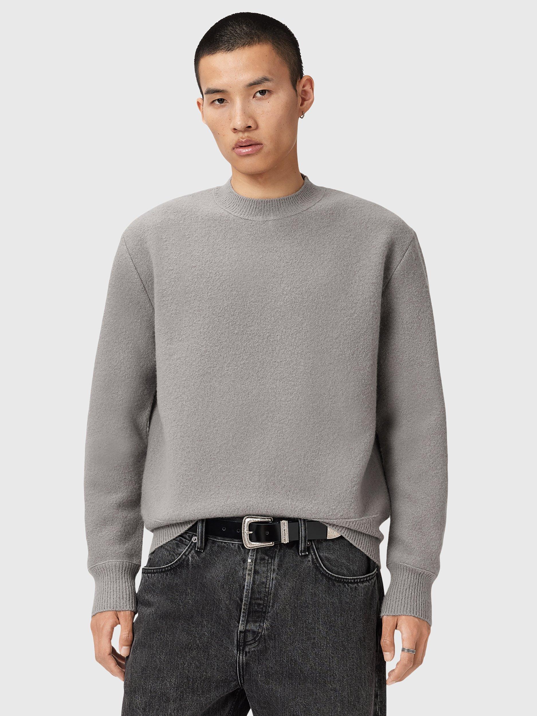 Product image 1 of 10, which shows AllSaints Marko Oversized Merino Wool Jumper, Mid Grey, L