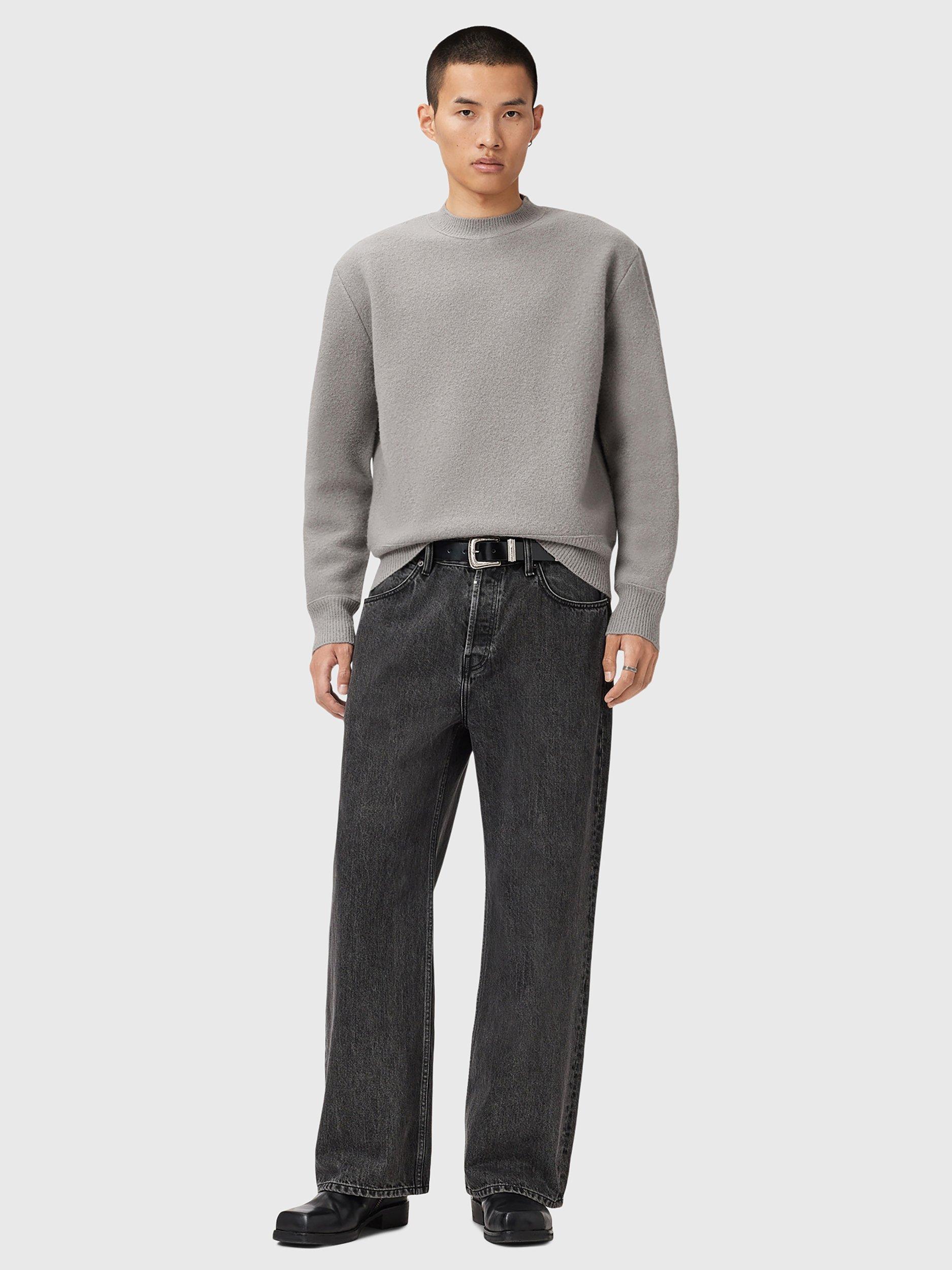 Product image 3 of 10, which shows AllSaints Marko Oversized Merino Wool Jumper, Mid Grey, L