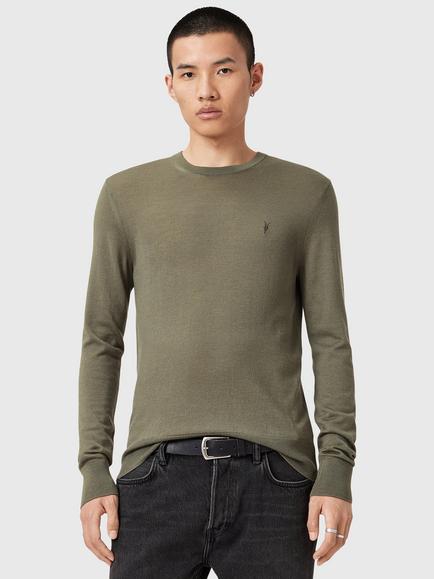 AllSaints Mode Merino Crew Neck Jumper, Green Mid