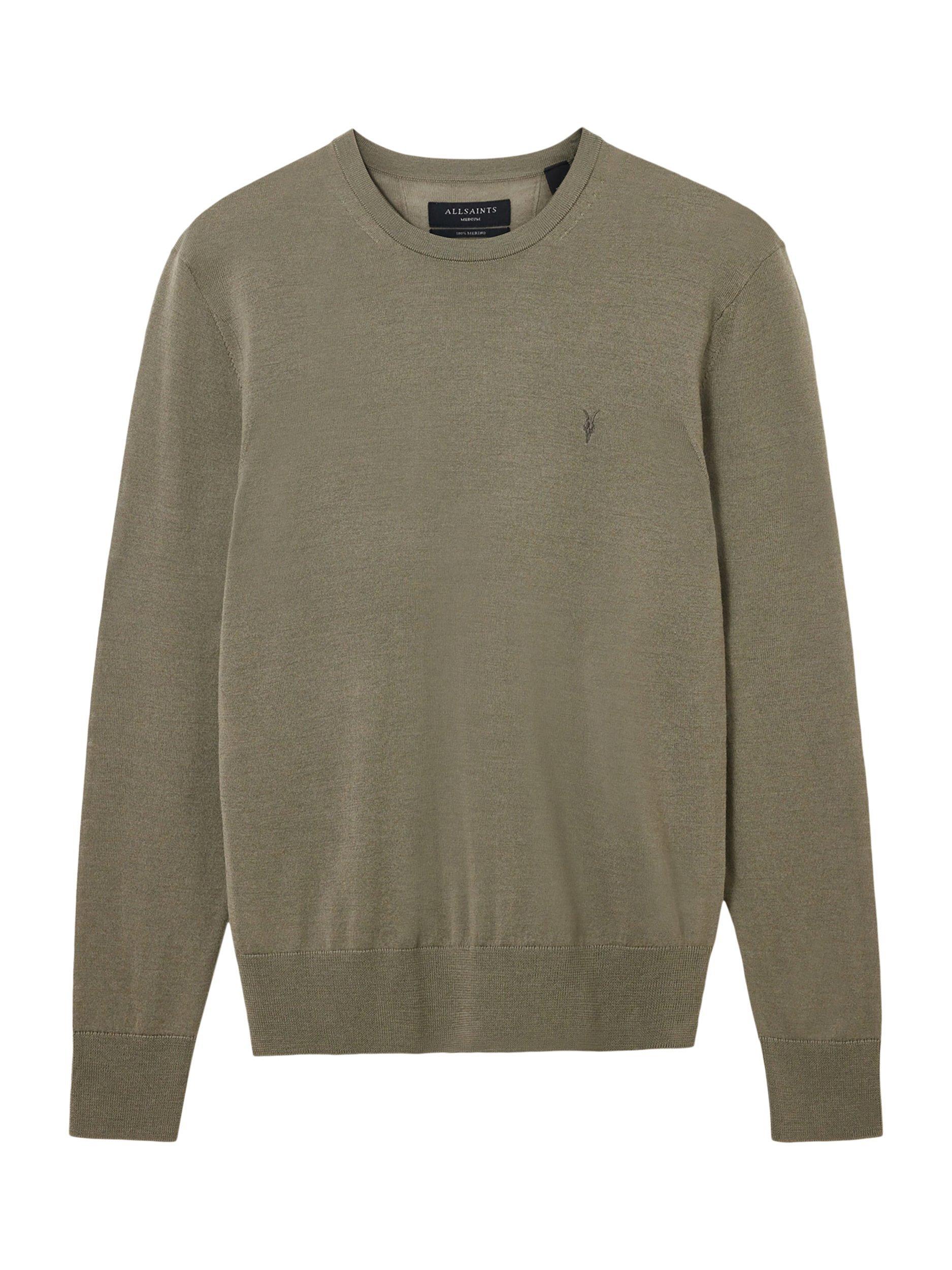 Product image 4 of 9, which shows AllSaints Mode Merino Crew Neck Jumper, Green Mid, L
