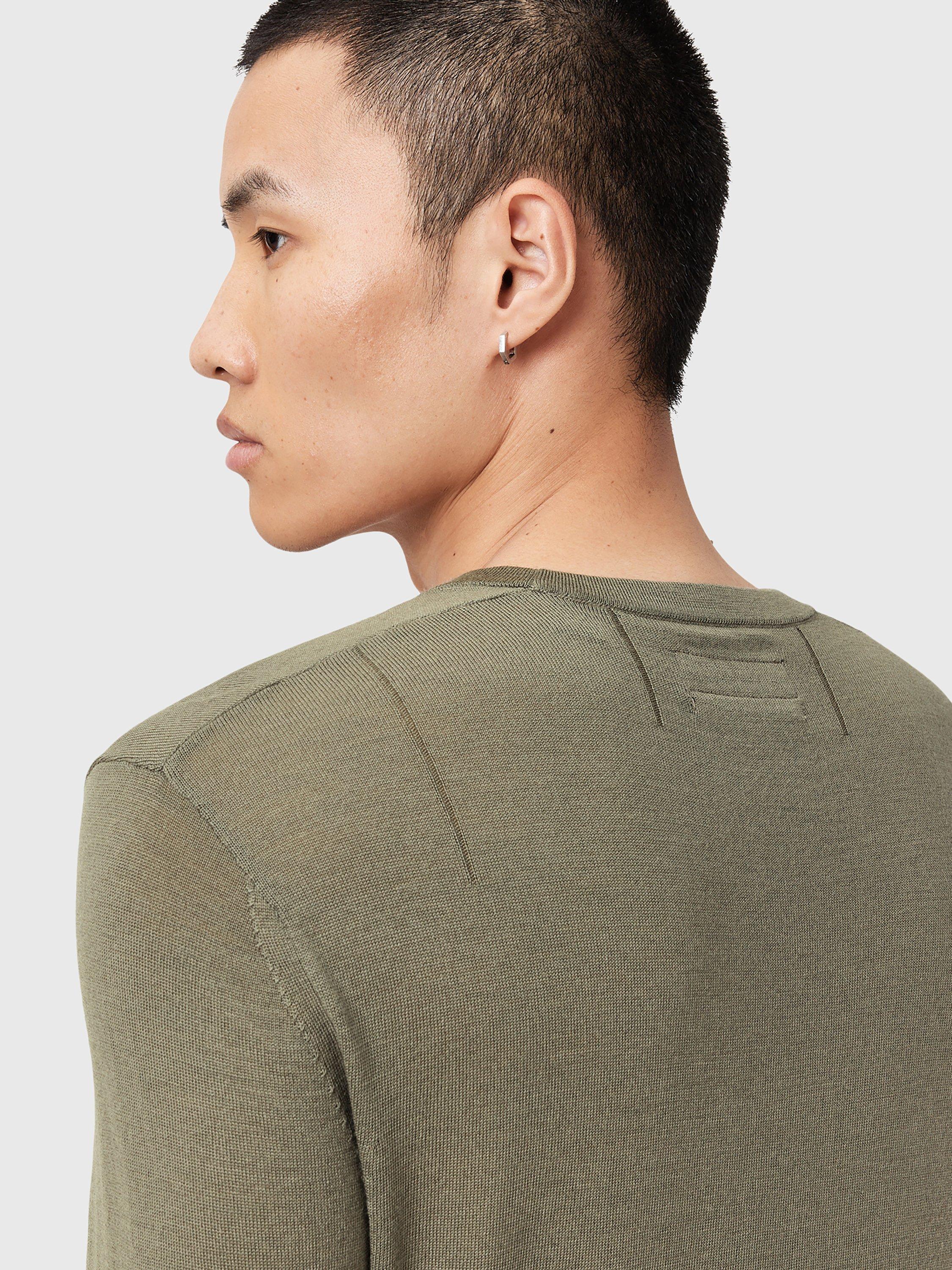 Product image 8 of 9, which shows AllSaints Mode Merino Crew Neck Jumper, Green Mid, L