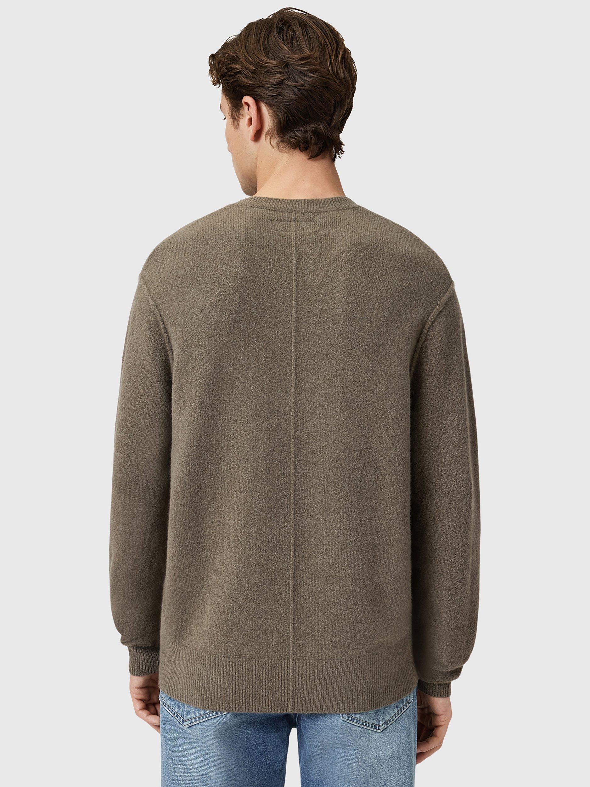 Product image 2 of 7, which shows AllSaints Statten Wool Blend Crew Jumper, Green Mid, L