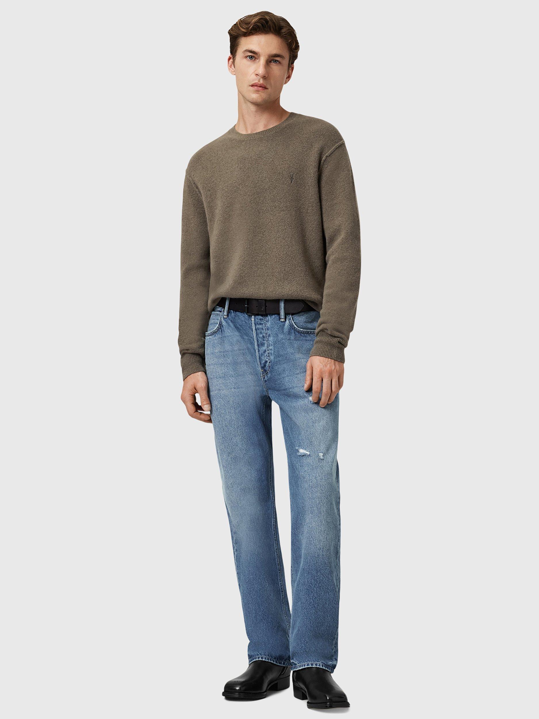 Product image 3 of 7, which shows AllSaints Statten Wool Blend Crew Jumper, Green Mid, L