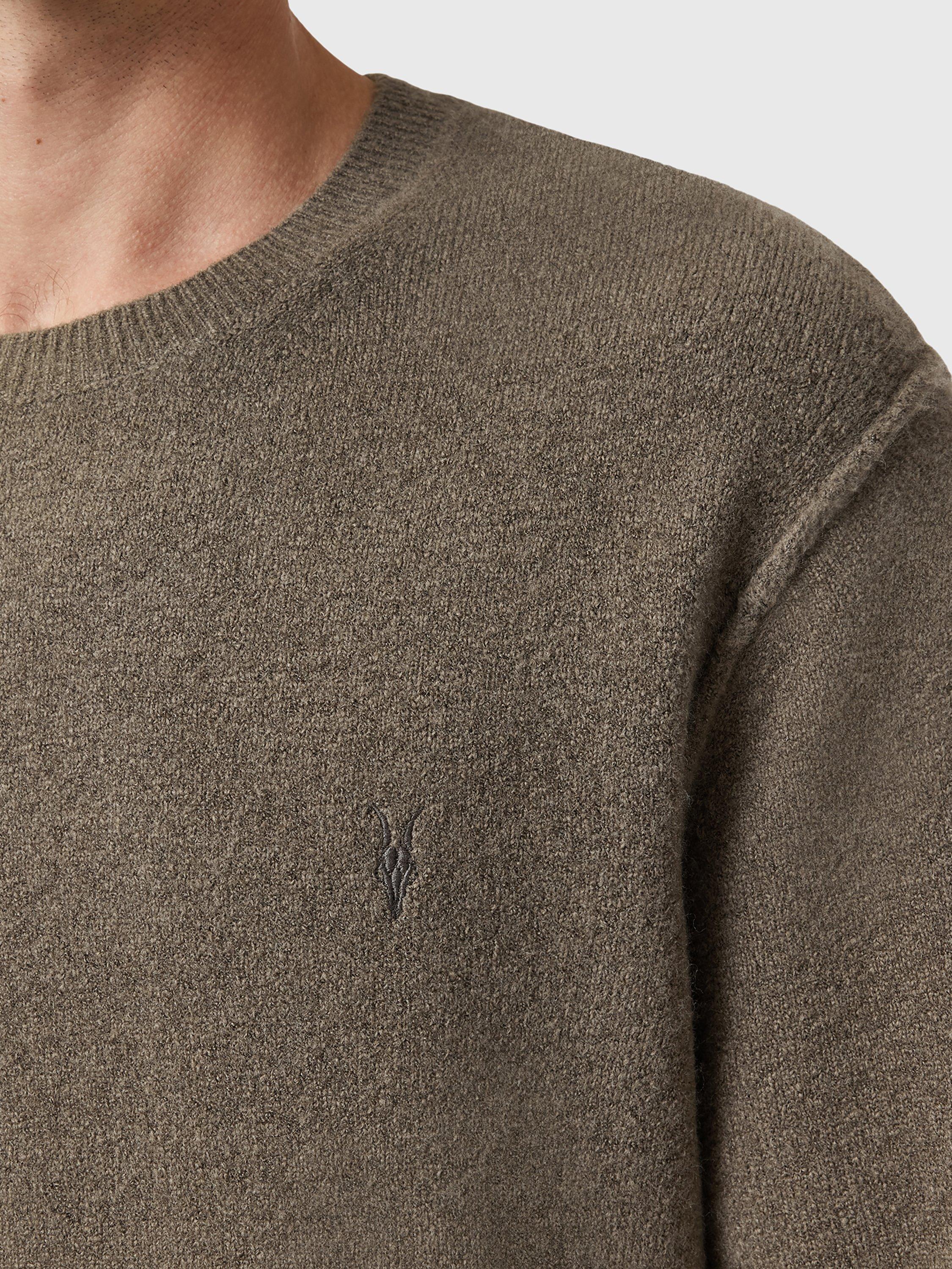 Product image 5 of 7, which shows AllSaints Statten Wool Blend Crew Jumper, Green Mid, L