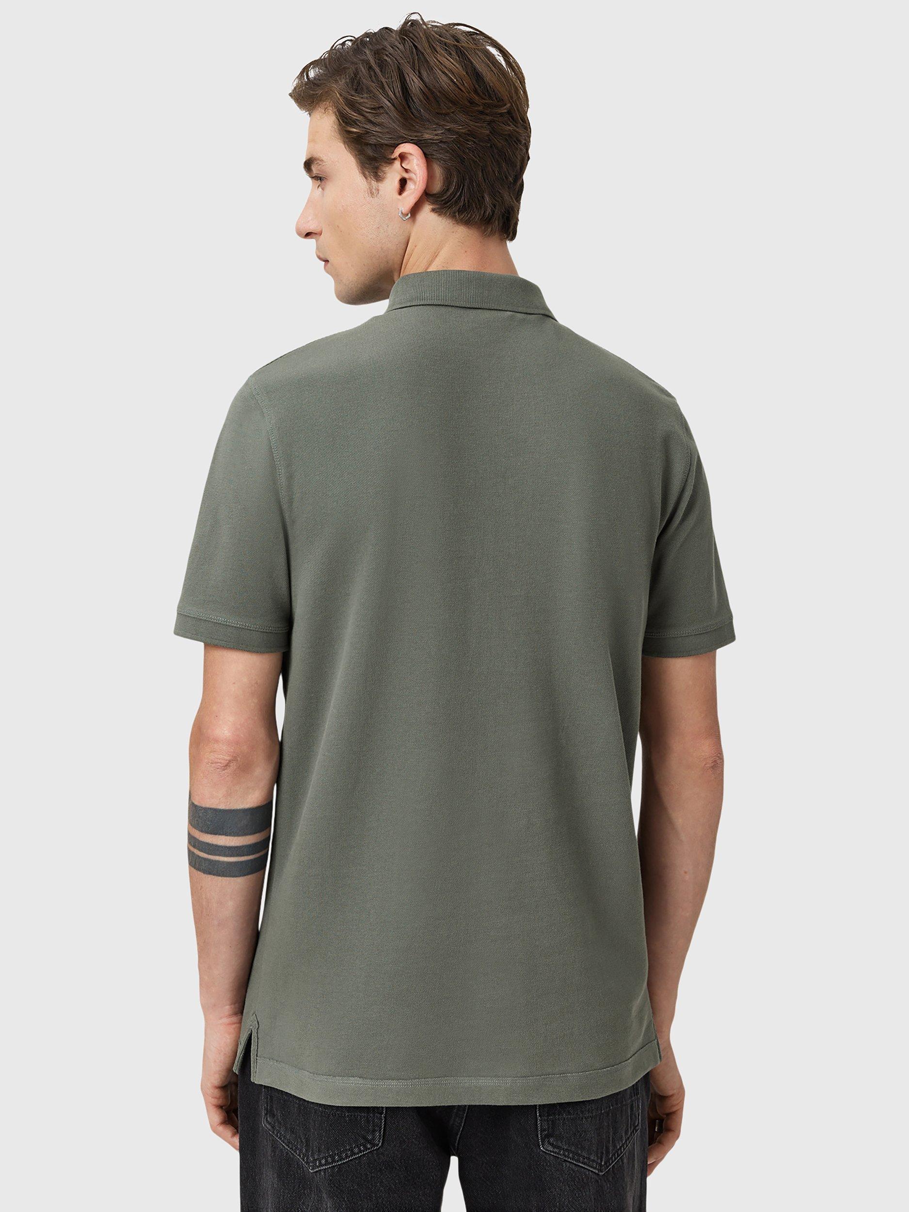 Product image 2 of 7, which shows AllSaints Reform Slim Fit Cotton Polo Shirt, Medium Green, XS