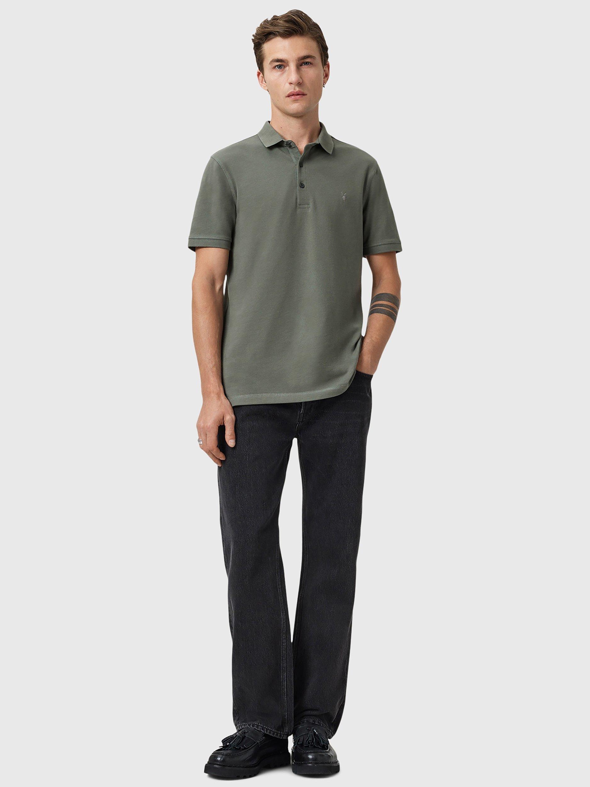 Product image 3 of 7, which shows AllSaints Reform Slim Fit Cotton Polo Shirt, Medium Green, XS