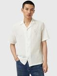 AllSaints Admon Organic Cotton Loose Fit Revere Collar Shirt, Jetstream White