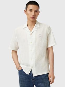 AllSaints Admon Organic Cotton Loose Fit Revere Collar Shirt, Jetstream White, Jetstream White