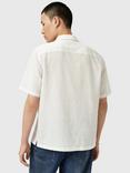 AllSaints Admon Organic Cotton Loose Fit Revere Collar Shirt, Jetstream White