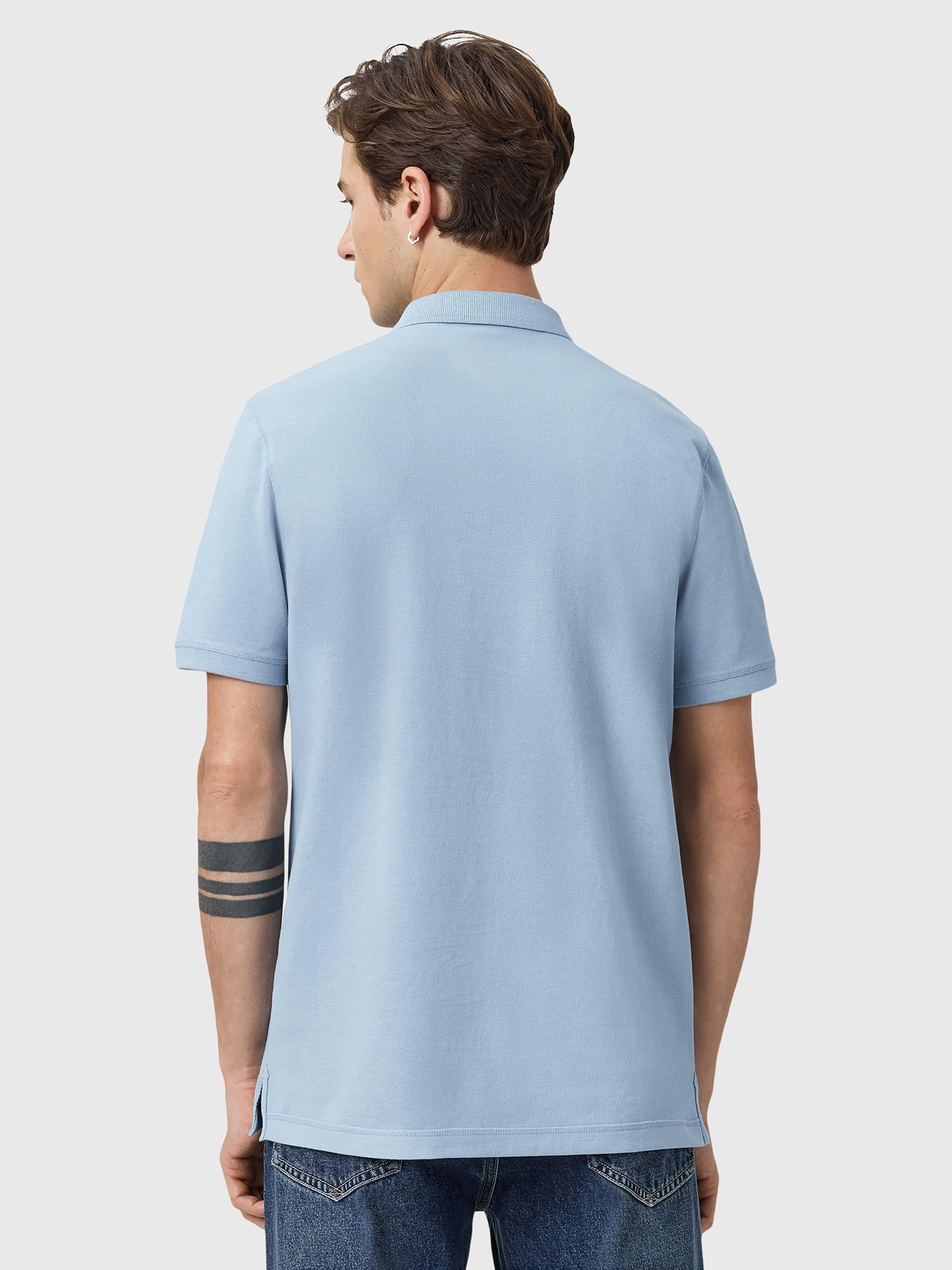 Product image 2 of 7, which shows AllSaints Reform Slim Fit Cotton Polo Shirt, Light Blue, XS
