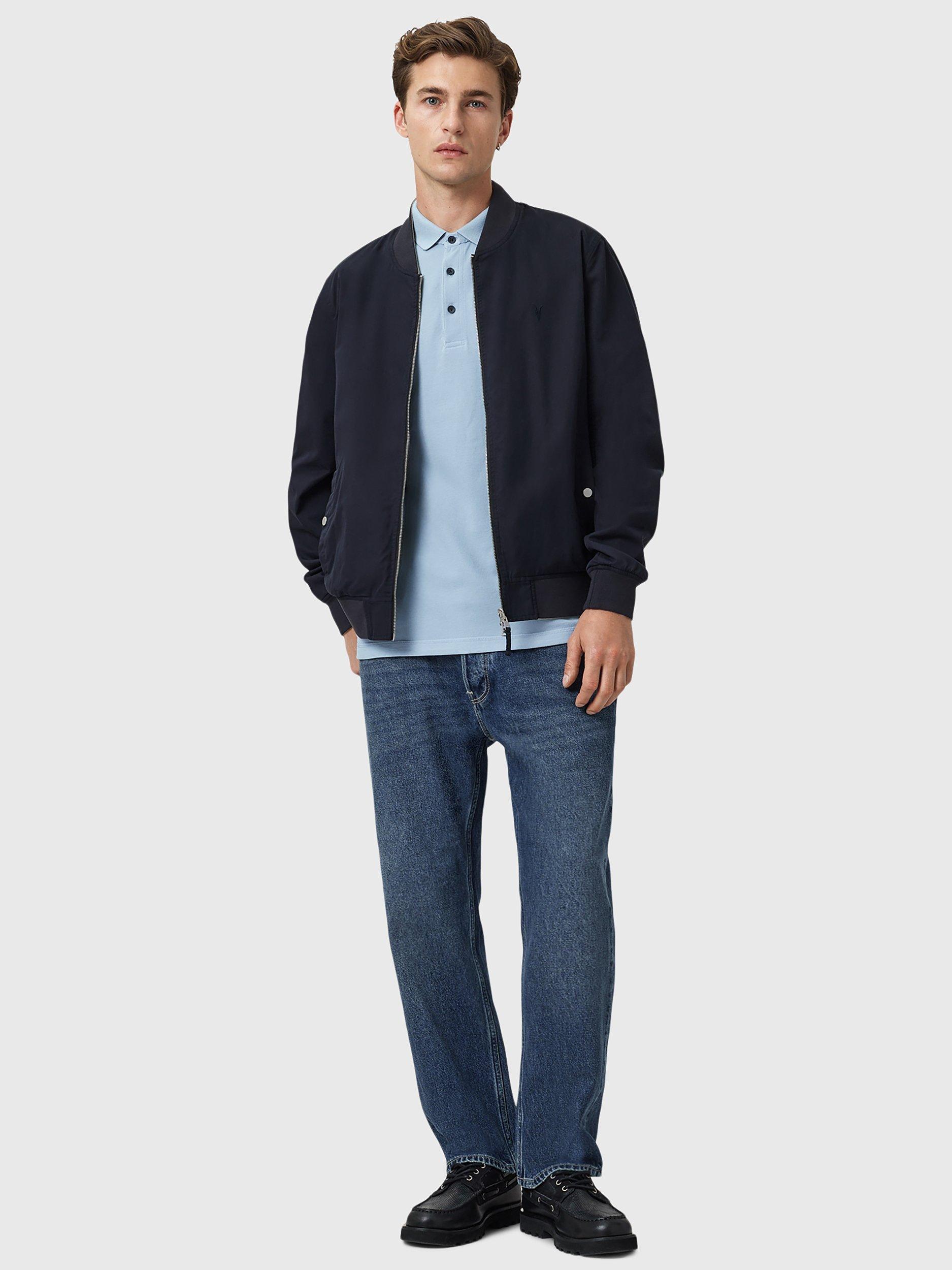 Product image 7 of 7, which shows AllSaints Reform Slim Fit Cotton Polo Shirt, Light Blue, XS