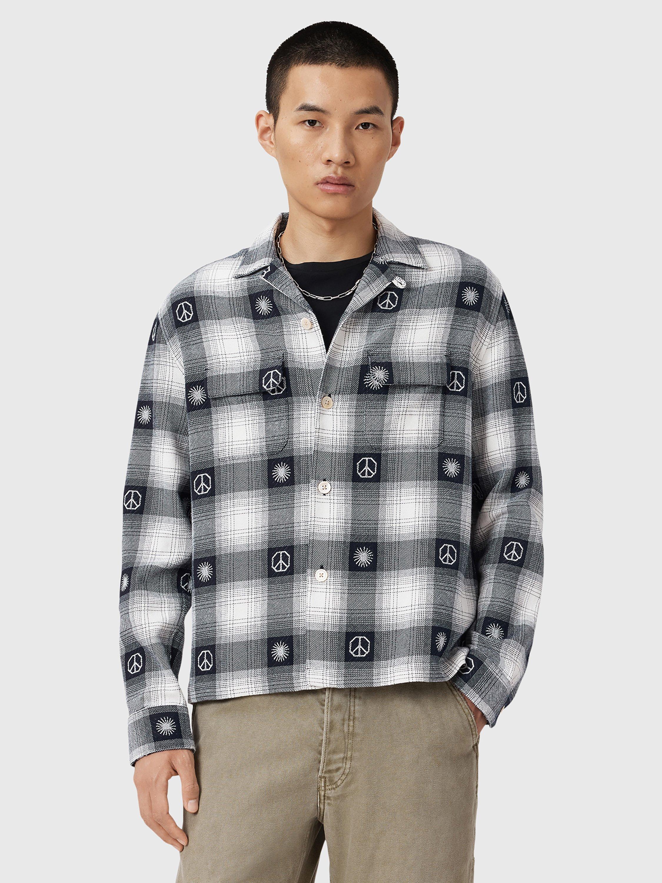 Product image 1 of 7, which shows AllSaints Castor Cotton Regular Fit Check Shirt, Multi, XS