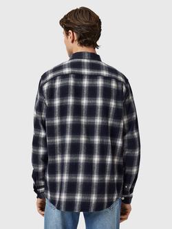 AllSaints Haven Cotton Loose Fit Check Shirt, Blue Mid - view 2, Blue Mid