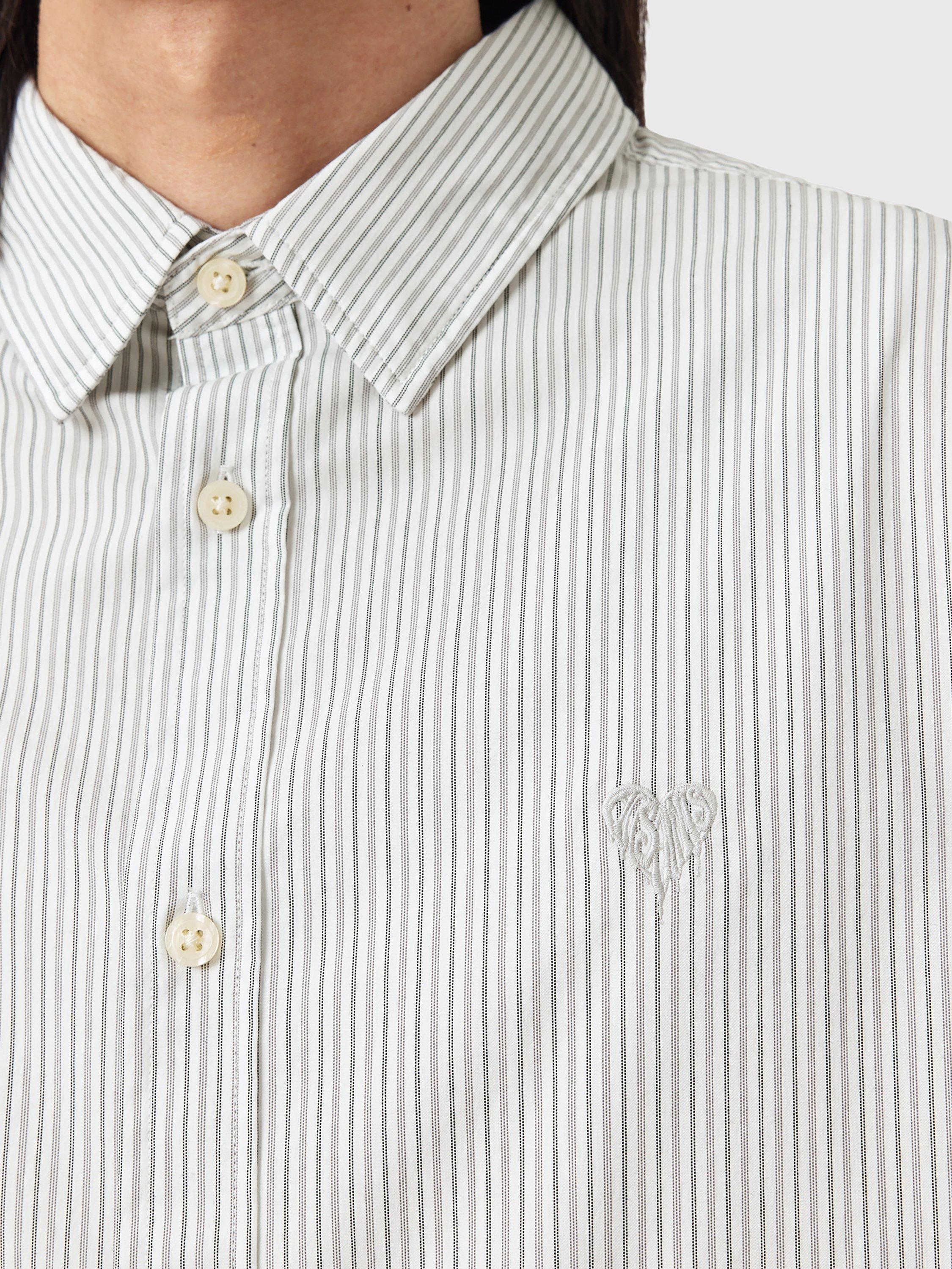 Product image 5 of 8, which shows AllSaints Nolan Stripe Cotton Blend Shirt, White, XS