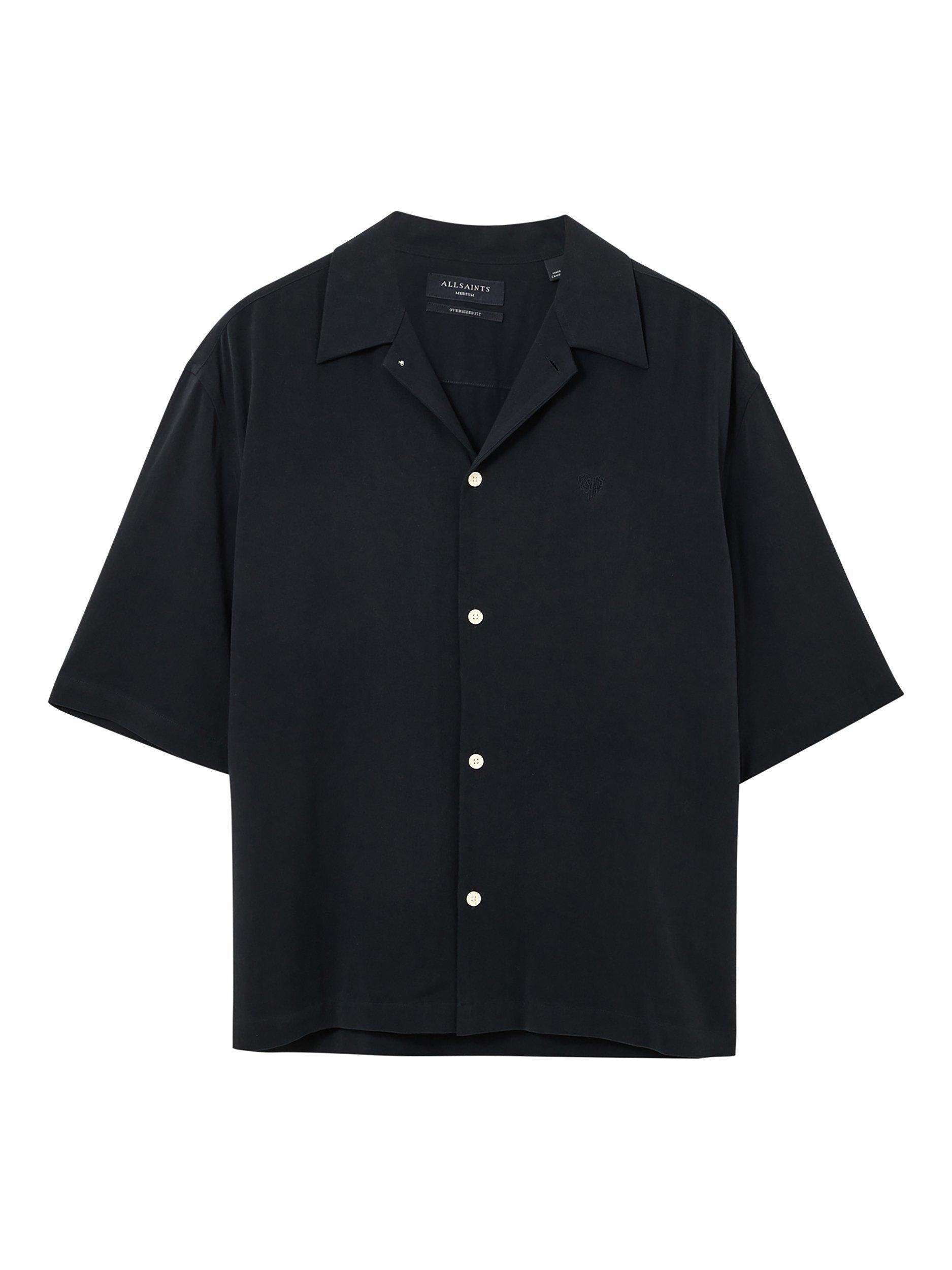 Product image 4 of 6, which shows AllSaints Rialto Button Down Shirt, Black, XS