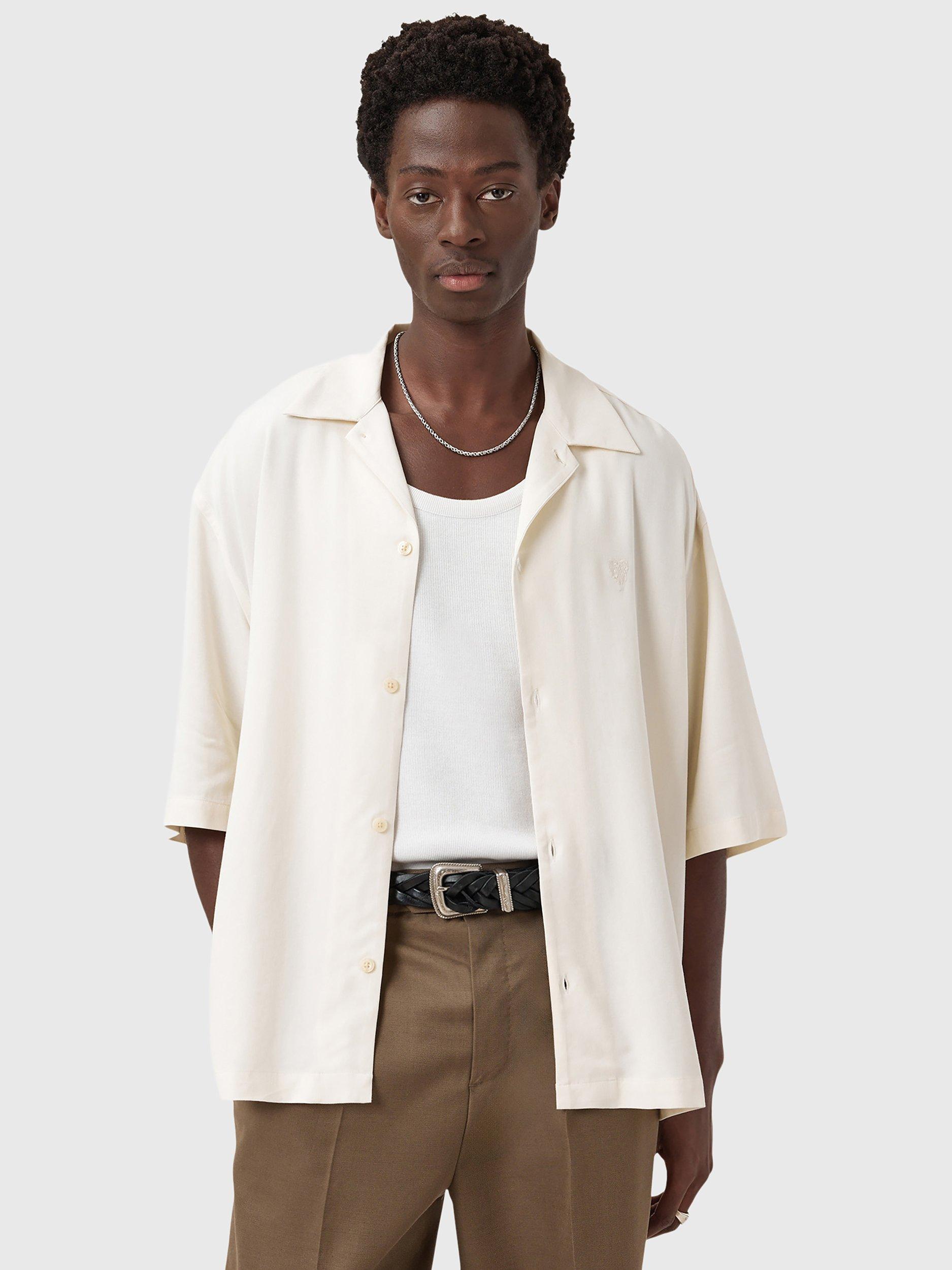 Product image 1 of 6, which shows AllSaints Rialto Button Down Shirt, White, XS