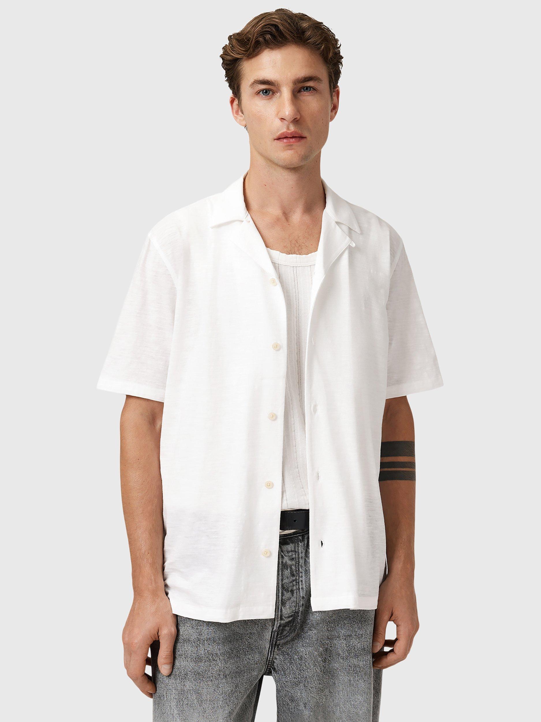 Product image 1 of 7, which shows AllSaints Robson Cotton Shirt, White, L
